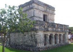 The frescoe temple at the Tulum ruins in the Riviera Maya